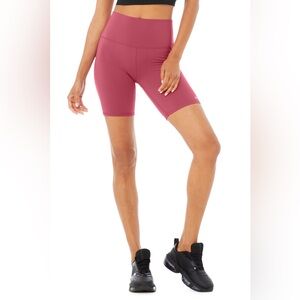 NWT Alo high waist biker shorts raspberry sorbet XS